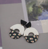 B/W Floral Earrings